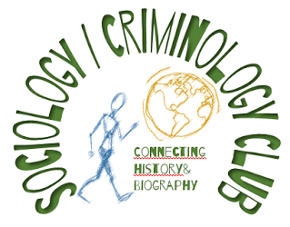 Club logo with person walking on a cartoon globe, reads "Connecting History & Biography"
