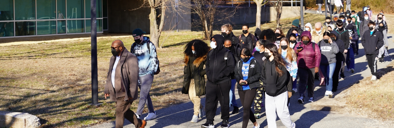 Students walking during the Inaugural Walk-the-Talk Peace Summit