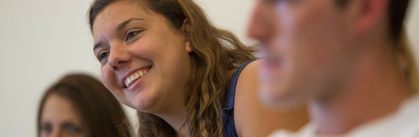 Caucasian female student smiling