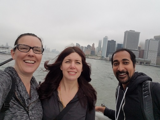 Professors Smith, Chipley and Bosawpatna at NY Harbor