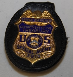An IRS Criminal Investigative Division badge
