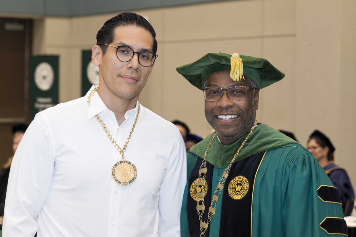 President's Medal for Scholarship winner Willie N. Verastegui with President Dr. Timothy E. Sams