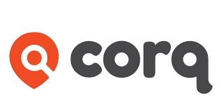 orange and dark gray logo with location pin