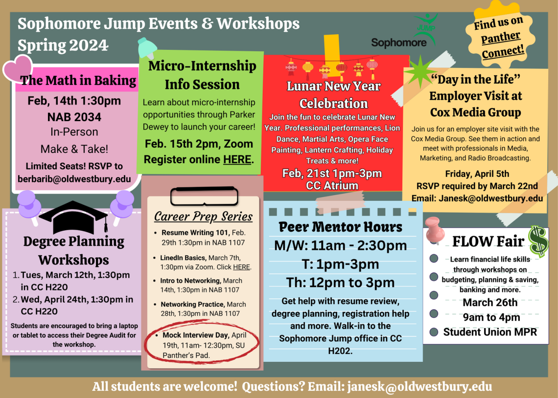 Sophomore Jump Schedule | SUNY Old Westbury Sophomore Jump Schedule | SUNY Old Westbury