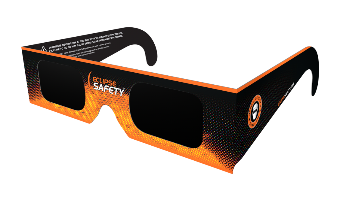 Black and orange eclipse glasses