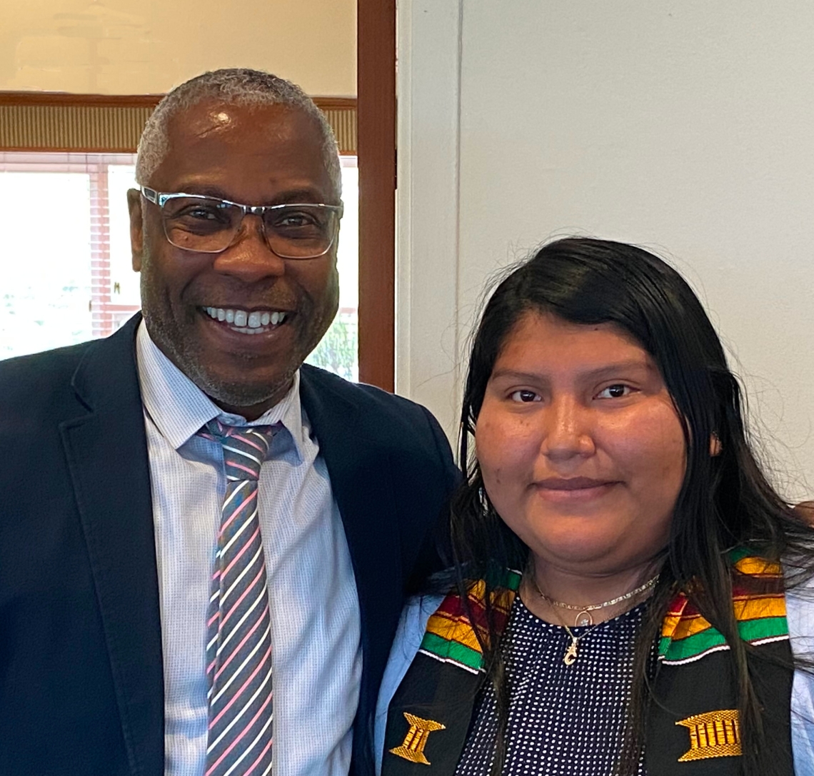 President Tminothy E. Sams with 2024 Norman R. McConney, Jr. Award winner Cristina Buri! 