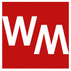 White "W" and "M" on a red background