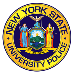 Blue and yellow seal of the State University Police