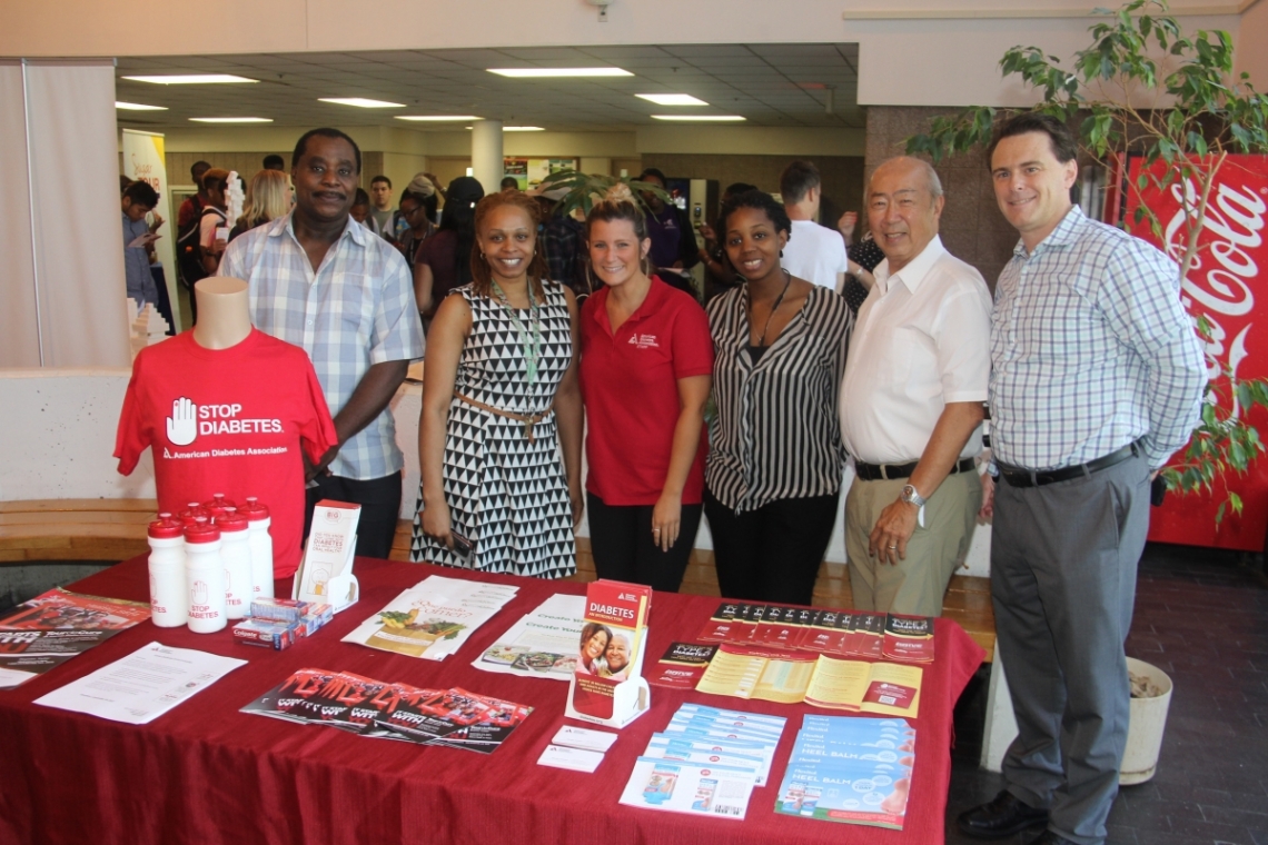 Photo caption: Drs. Patrick Cadet and Henry Teoh with Old Westbury's Monique Clark, Kendra Getaw and representatives from the American Diabetes Association.