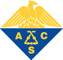 Gold eagle illustration atop an inverted blue triangle with the letters A C S