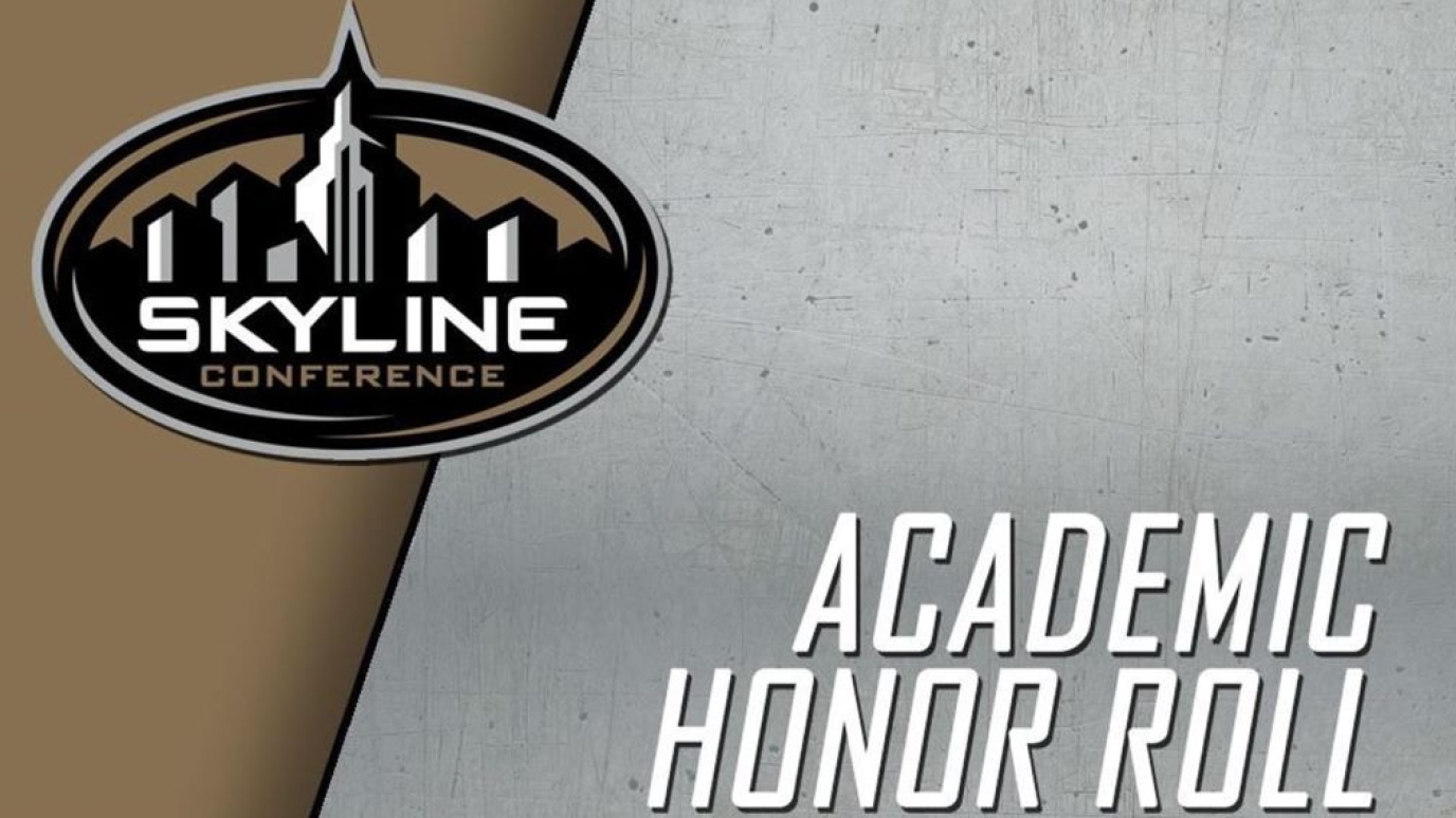 Gold and silver background that includes a logo with a city skyline and the words Academic Honor Roll