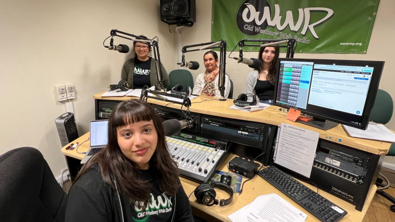 Four women in a radio studio