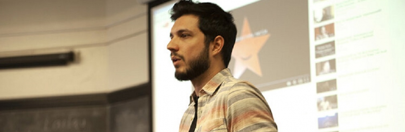 Santiago Acosta lectures before a class