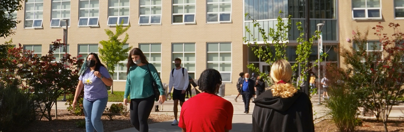 Students walking outside the NAB