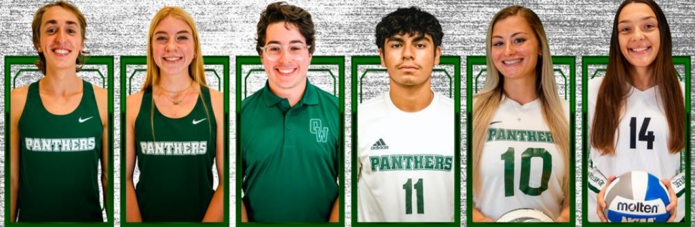 Montage of six Panther athletes in uniform