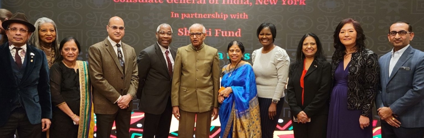 President Sams with representatives of the Consulate General of India and the Shanthi Fund