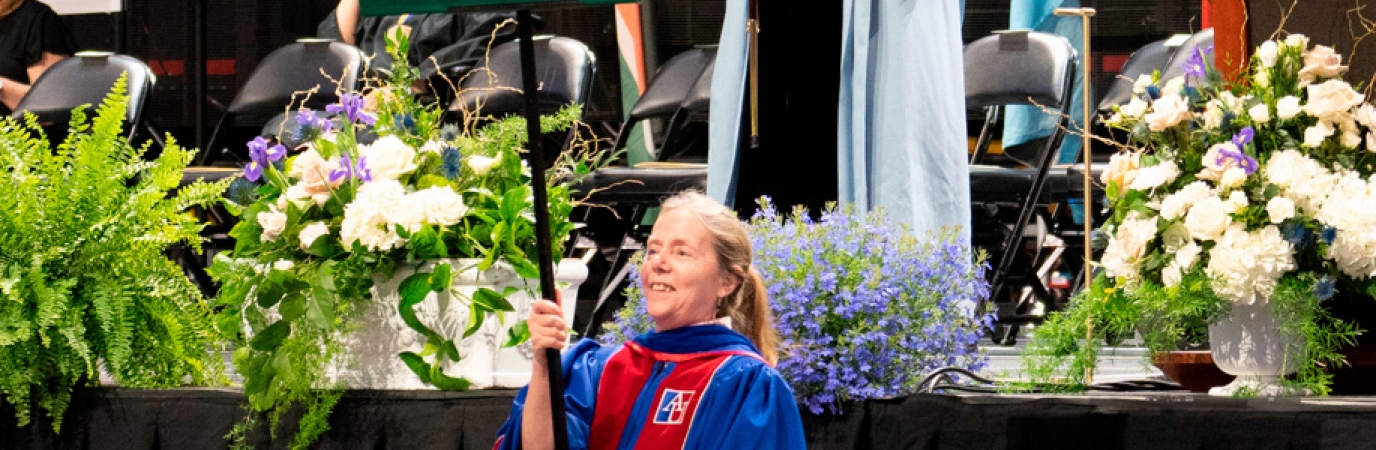 Dr. Barbara Hillery, Associate Provost in the Office of Academic Affairs, at the 2023 Commencement ceremony 