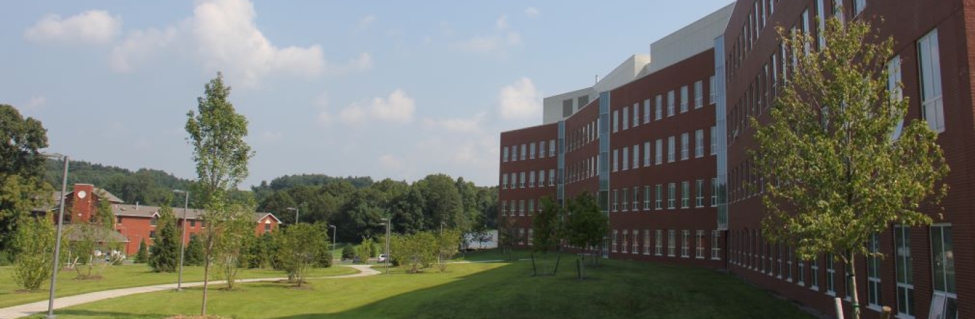 The NAB building in profile looking towards the Woodlands Halls