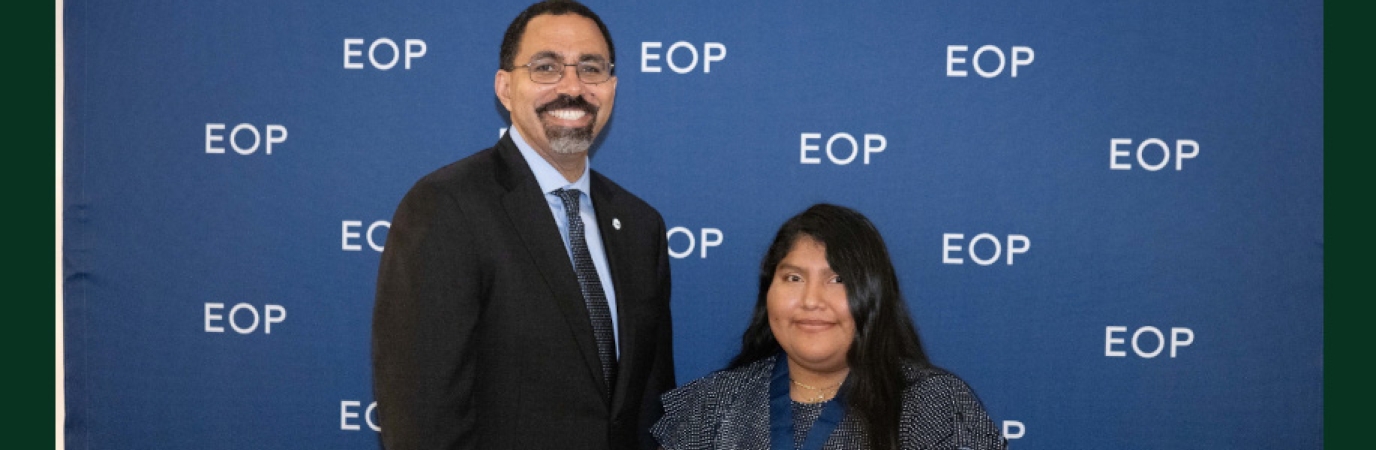 SUNY Chancellor John B. King with 2024 Norman R. McConney, Jr. Award winner Cristina Buri
