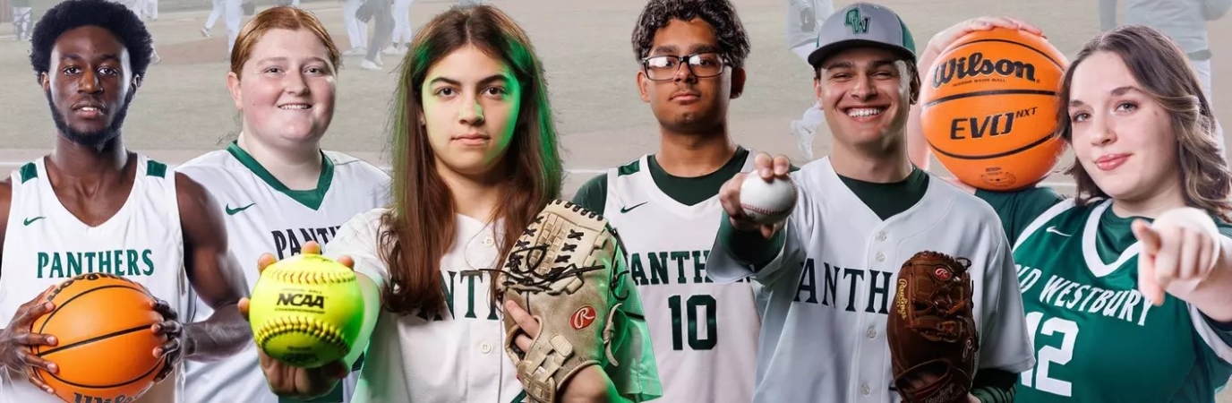 Six athletes in different sport uniforms