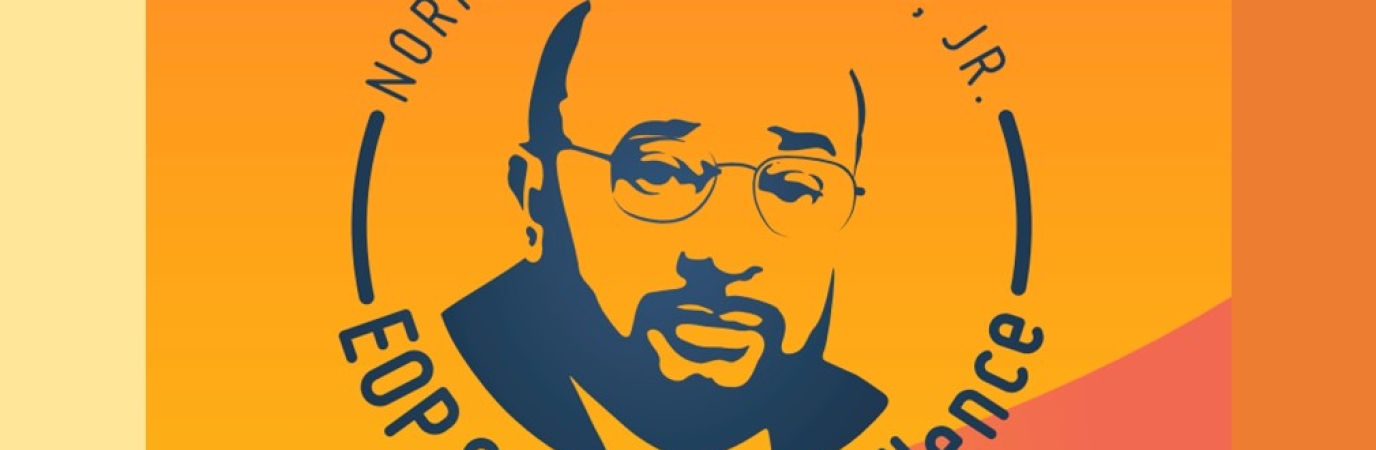 Illustration of bald, bearded man with text reading SUNY Norman McConney, Jr. Award