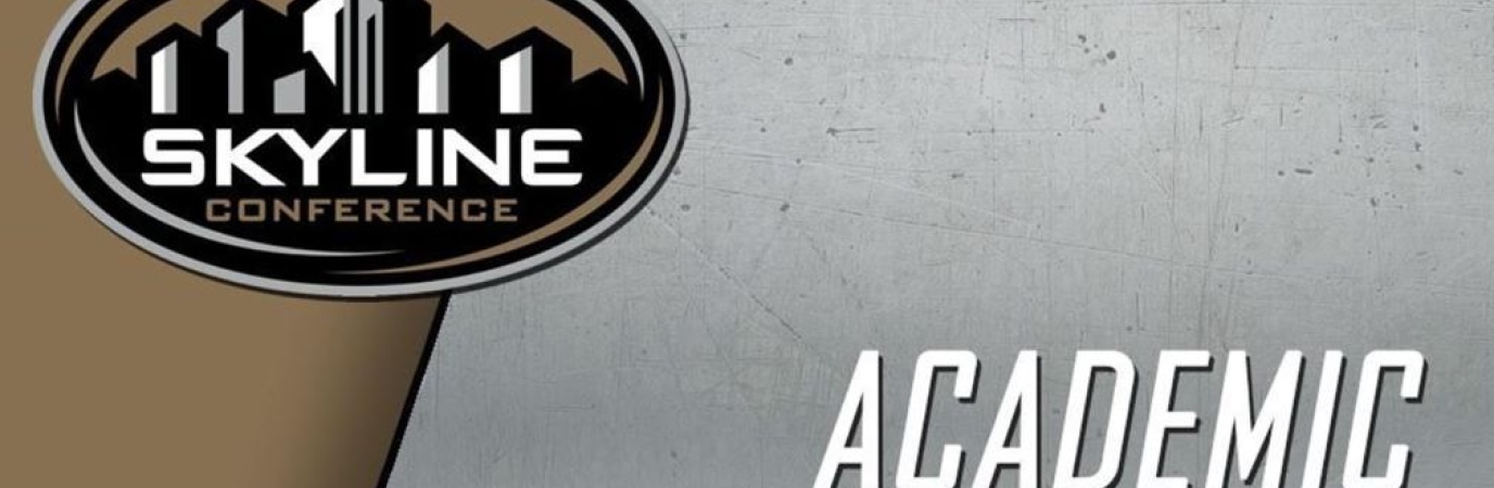 Gold and silver background that includes a logo with a city skyline and the words Academic Honor Roll
