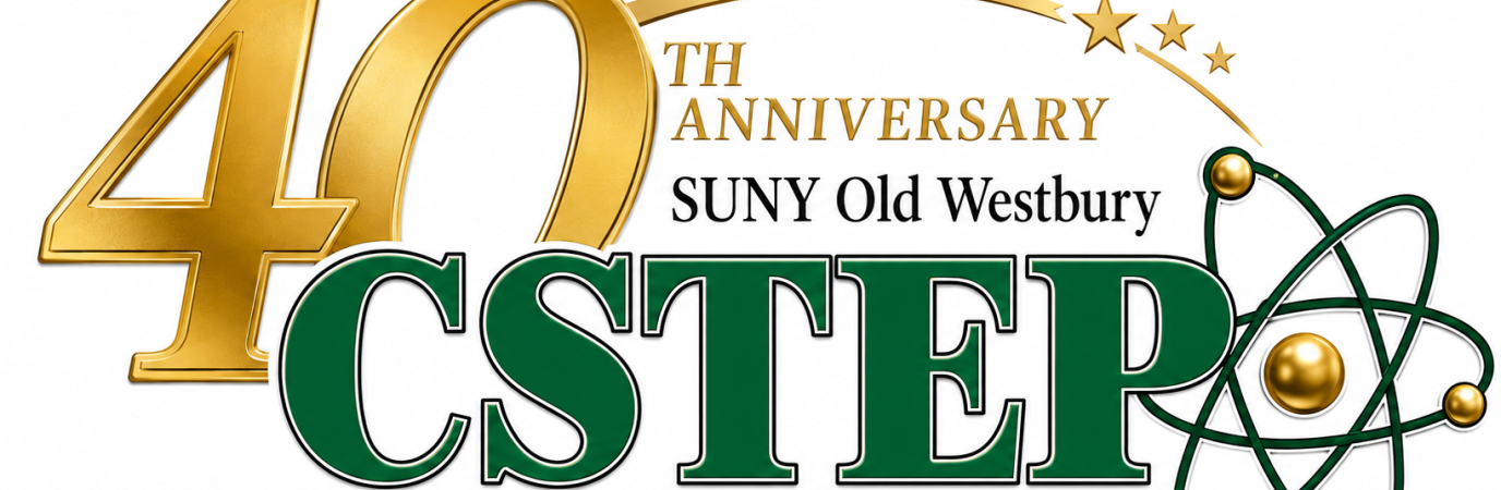 CSTEP 40th Anniversary logo - large gold 40 in background with the words CSTEP in front, and a Green Atom
