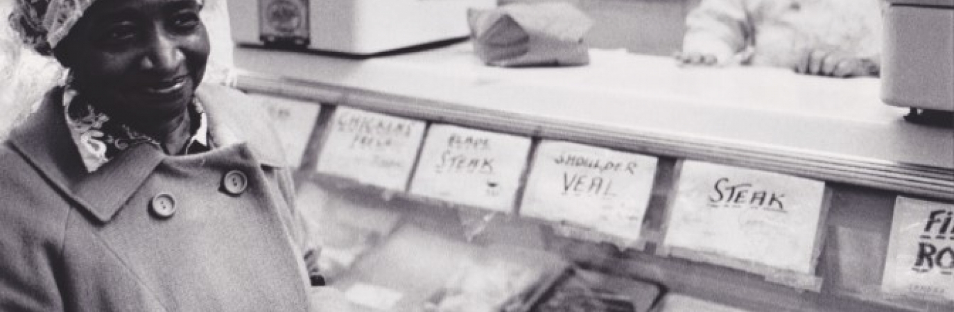 Black and white photo of African-American women in a NYC deli