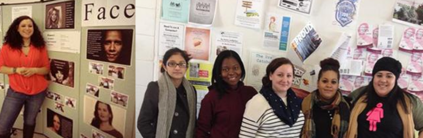 Six students attending a Women's Center event