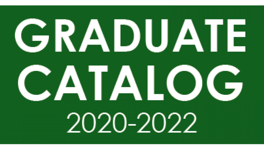 Text reading Graduate Catalog 2020-2022 against a green background