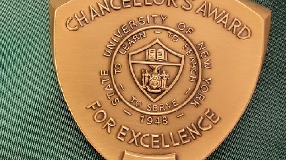 Gold Chancellor Medal on blue and gold ribbon