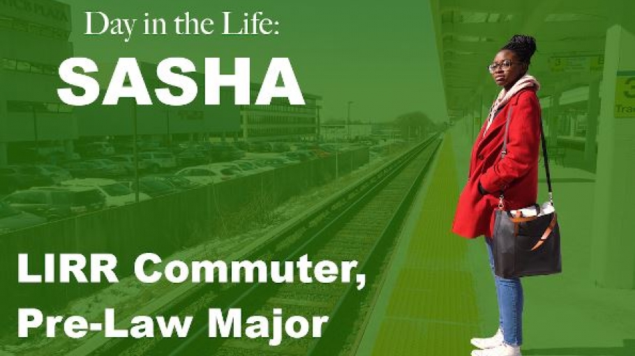 Sasha St. Juste standing on a LIRR platform