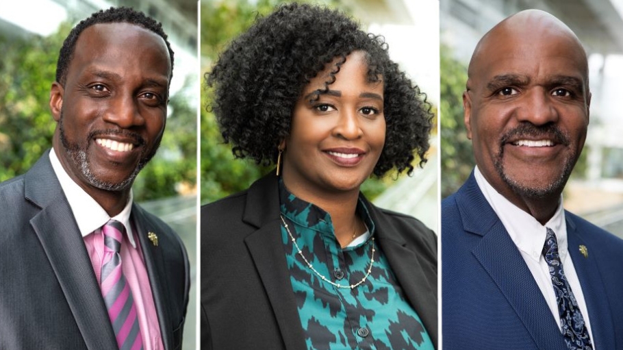 Headshots of Dr. Randall M-J Edouard, Teseria Ezzell, and Dr. Bryant Terry 