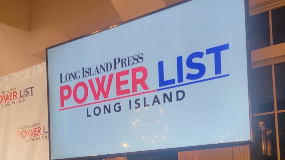 LED screen with blue and red Power List logo