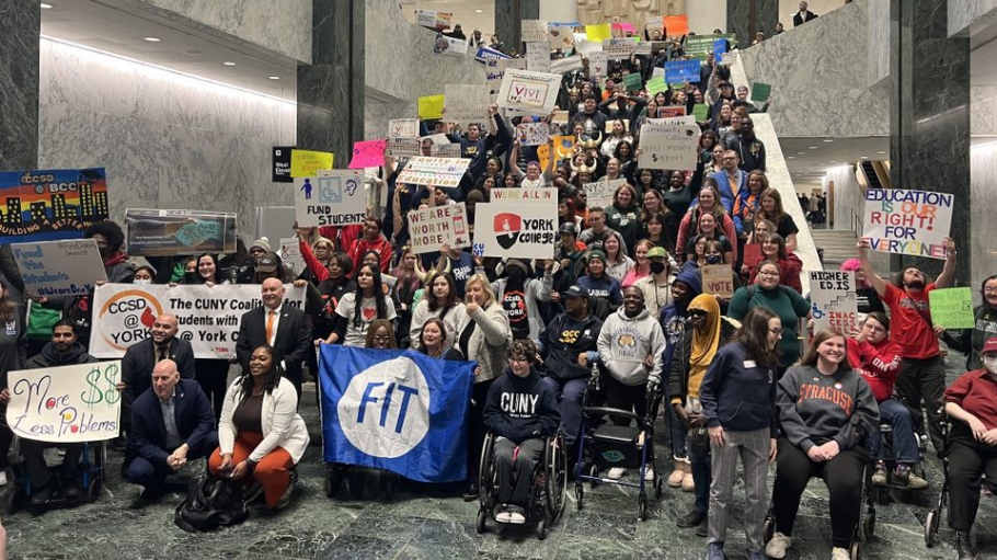 Photo of New York State college students with disabilities lobbying in Albany