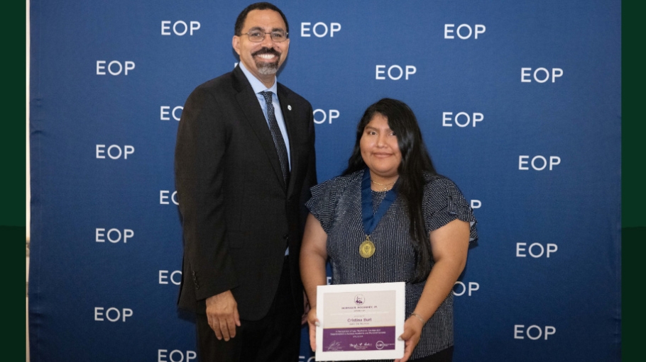 SUNY Chancellor John B. King with 2024 Norman R. McConney, Jr. Award winner Cristina Buri 