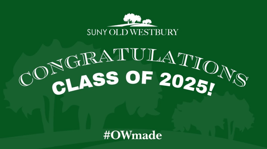 Green field with text in white reading Congratulations Class of 2025 with campus logo