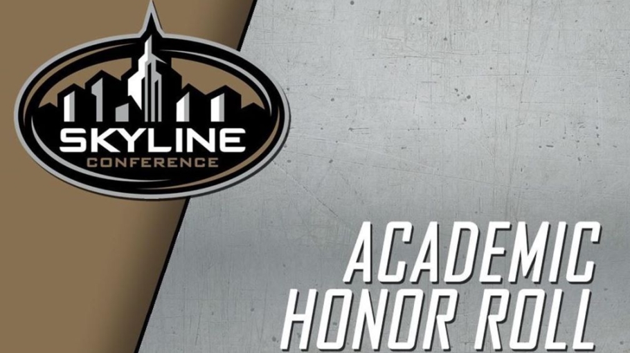 Gold and silver background that includes a logo with a city skyline and the words Academic Honor Roll