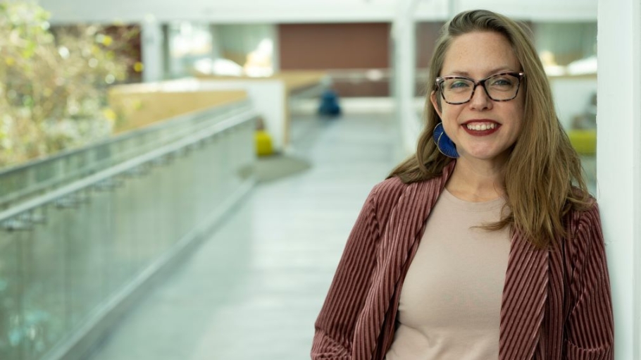 Woman with glasses smiling