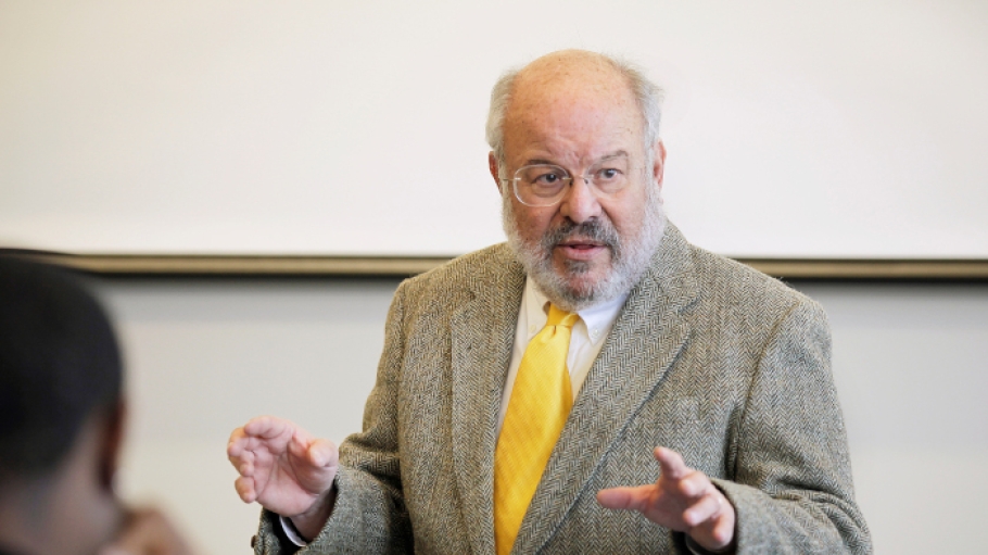 Professor Karl Grossman in the classroom