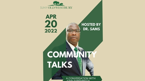 Flyer for Community Talks with Dr. Sams on April 22, 2022
