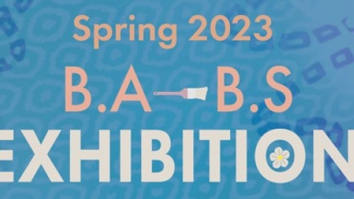 B.A. B.S. Exhibition written against a blue background