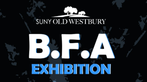 BFA Exhibition against black, leafy background