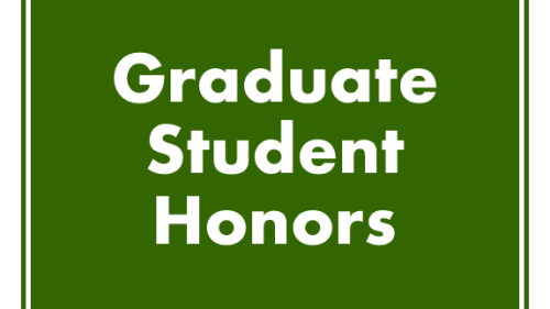 Graduate Student Honors written in white on a green field