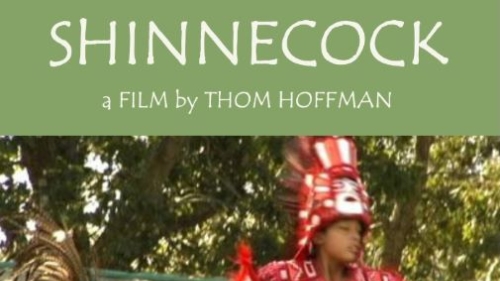 Shinnecock tribe member dancing under the title "Shinnecock"