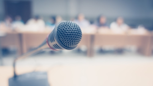 Microphone on podium