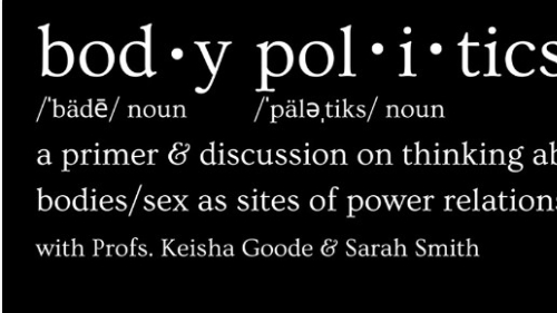 White text reading Body Politics on black background