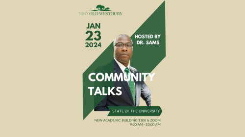 President Sams with text reading State of the University Address