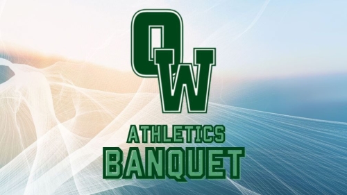 OWA logo on spacy background with text reading Athletics Banquet