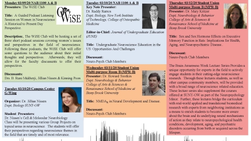 Brain Awareness Week Lectures Flyer 